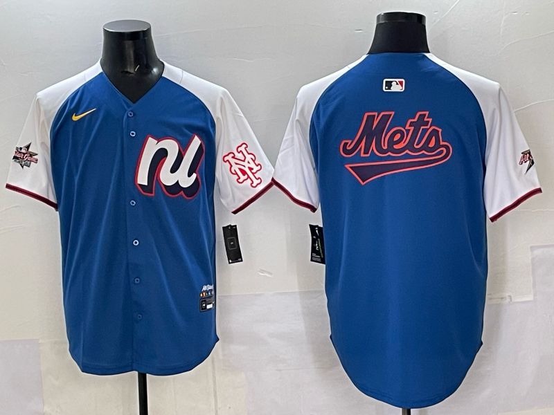 Men New York Mets Blank Blue All star 2025 Nike MLB Jersey style 04
